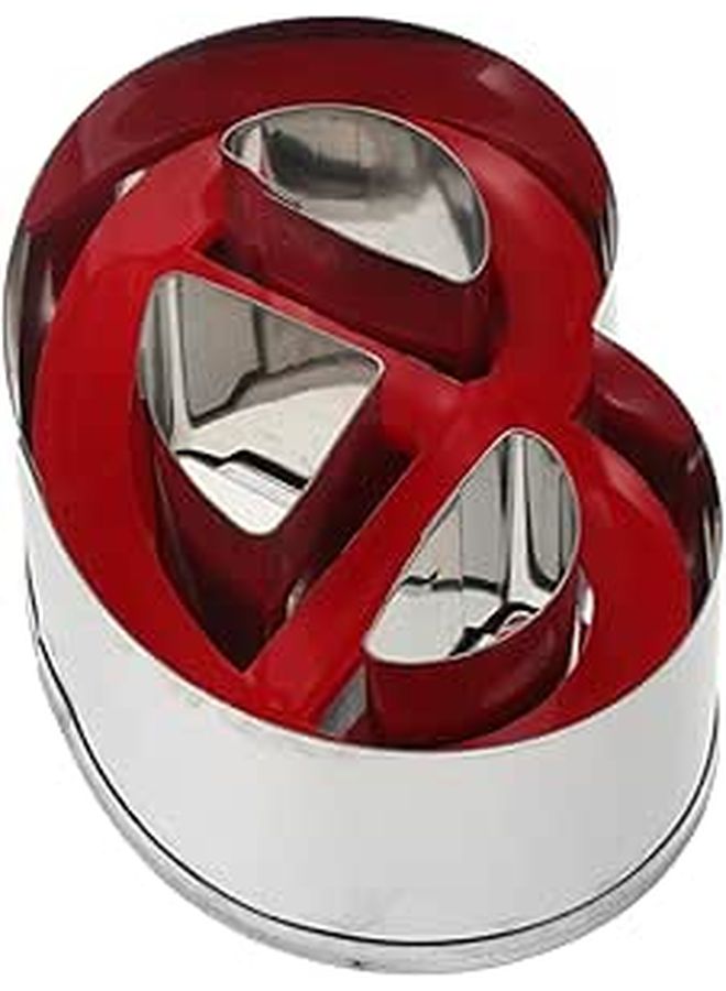 Stainless Steel 3 Hole Cookie Cutter Press Mold With Red Handle Reusable Biscuit Stamp Baking Supplies - Image 1