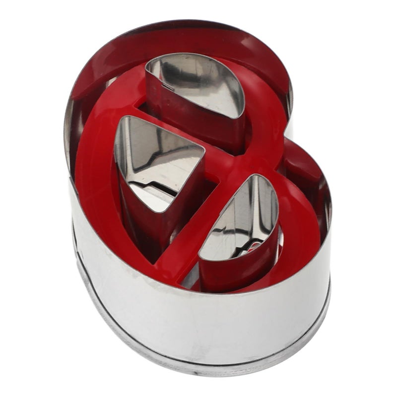 Stainless Steel 3 Hole Cookie Cutter Press Mold With Red Handle Reusable Biscuit Stamp Baking Supplies - Image 2