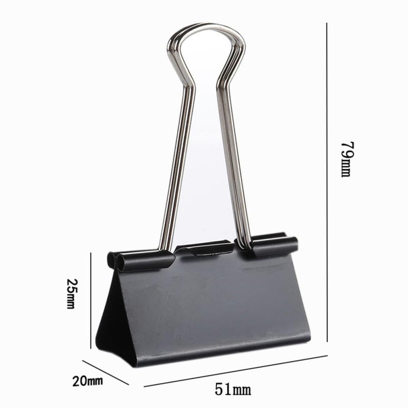Abaodam 12pcs 51mm Black Metal Binder Clips Sturdy Document Paper Clamps For Office School Business Use - Image 3