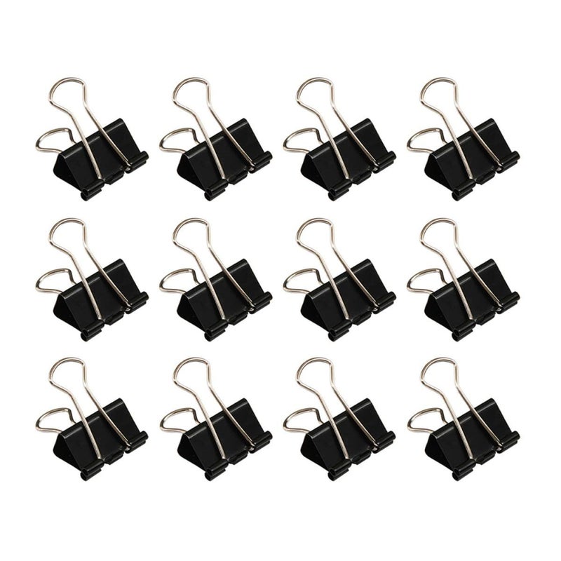 Abaodam 12pcs 51mm Black Metal Binder Clips Sturdy Document Paper Clamps For Office School Business Use - Image 2