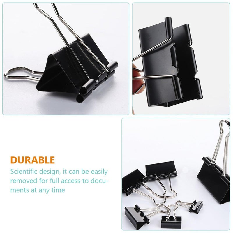 Abaodam 12pcs 51mm Black Metal Binder Clips Sturdy Document Paper Clamps For Office School Business Use - Image 4