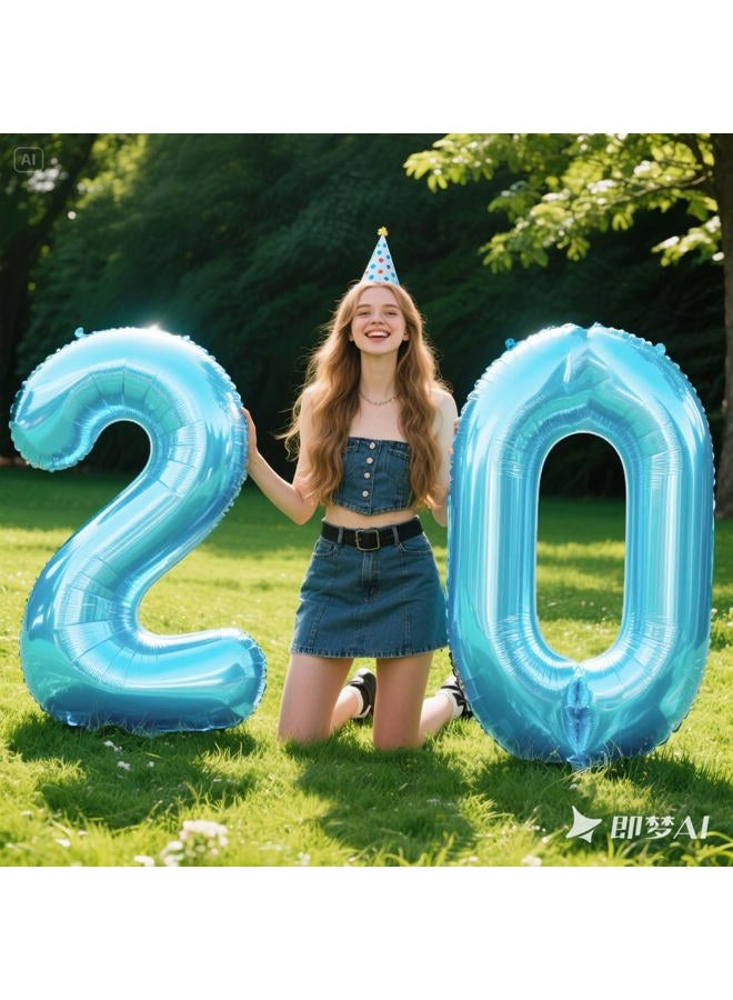 Kelfuoya 40 Inch Giant Number 0 Balloon Light Blue Foil Balloons for 10th 20th 30th 40th 50th 60th Birthday Decorations, Baby Shower Party Supplies 100 Anniversary Events Decorations - Image 4