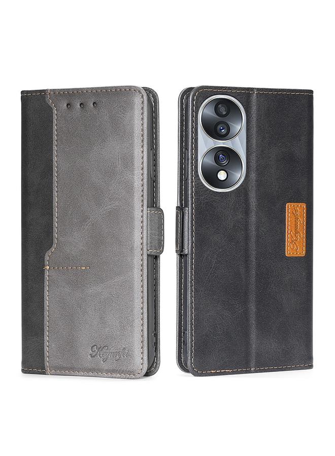 اس-توب جراب هاتف Honor 70 بلون متباين مع مشبك جانبي من الجلد - Image 1