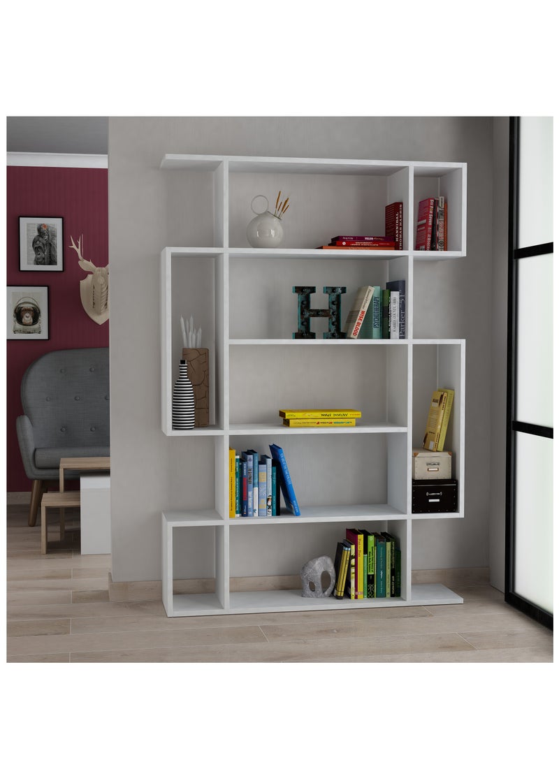 موراه خزانة كتب ميتو من موراه هوم، خزانة كتب عصرية بستة رفوف، رف كتب متعدد التخزين، وحدة عرض لغرفة النوم، غرفة المعيشة، خزانة منزلية قائمة على الأرض - ٢٥.٥ × ١٦١ × ١٠٨.٥ سم - أبيض - Image 1