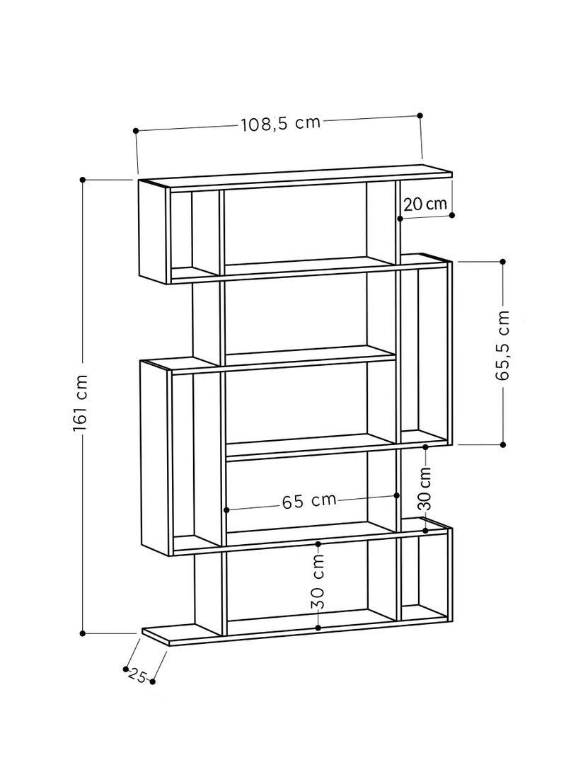 موراه خزانة كتب ميتو من موراه هوم، خزانة كتب عصرية بستة رفوف، رف كتب متعدد التخزين، وحدة عرض لغرفة النوم، غرفة المعيشة، خزانة منزلية قائمة على الأرض - ٢٥.٥ × ١٦١ × ١٠٨.٥ سم - أبيض - Image 4