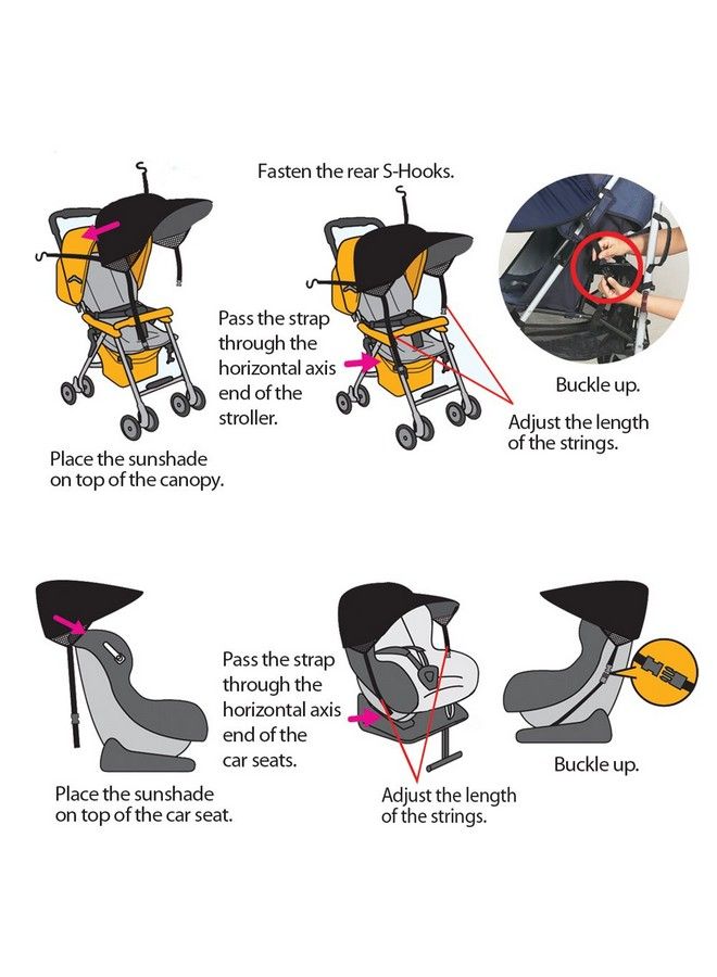 Manito Sun Shade For Strollers And Car Seats (Black) Upf 50+ - Image 5