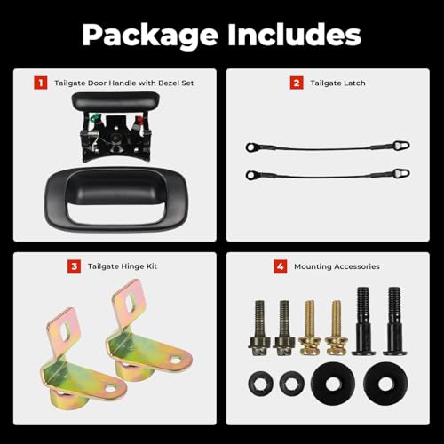 KARPAL Tailgate Hardware Rebuild Kit Compatible with 1999-2006 Chevy Silverado GMC Sierra w/Handle Bezel Latch Cable Hinge Rod Clip Bolt - Image 4