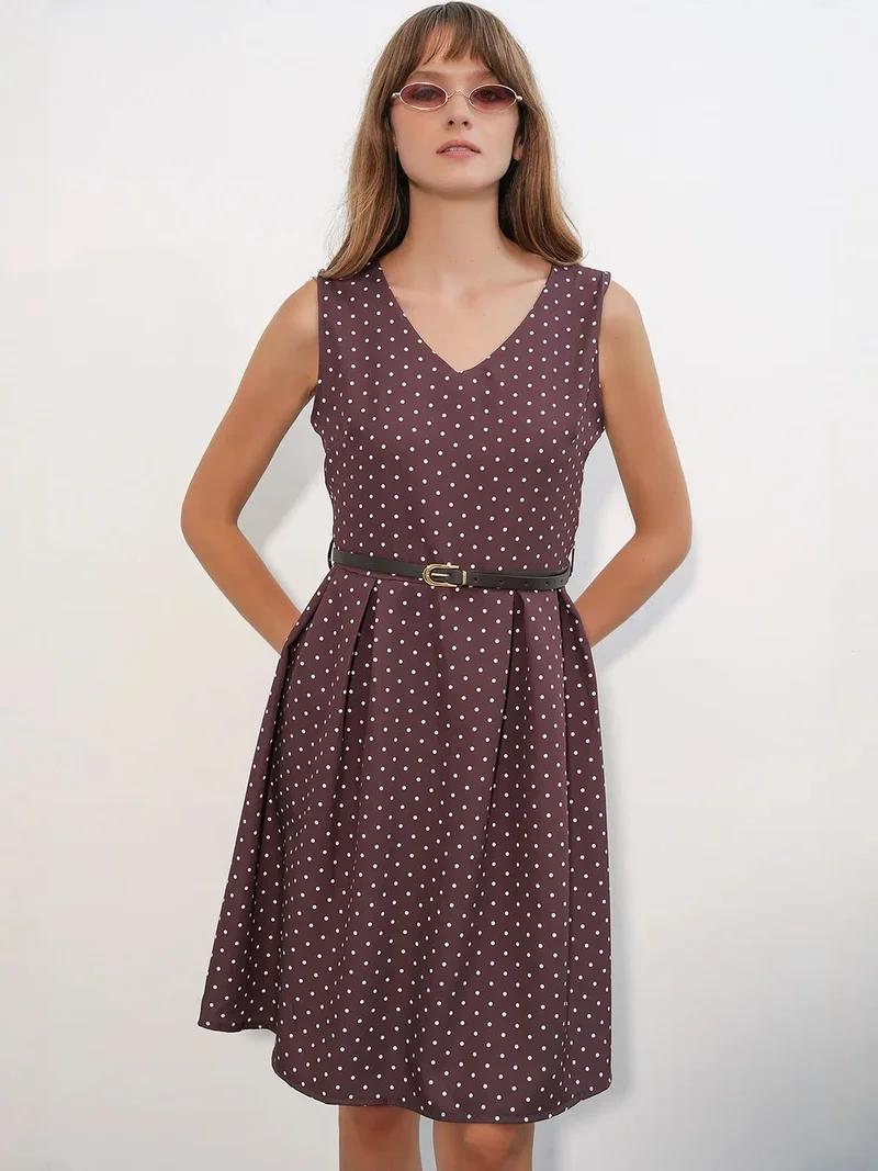BDART Polka Dot Belted Midi A-Line Dress