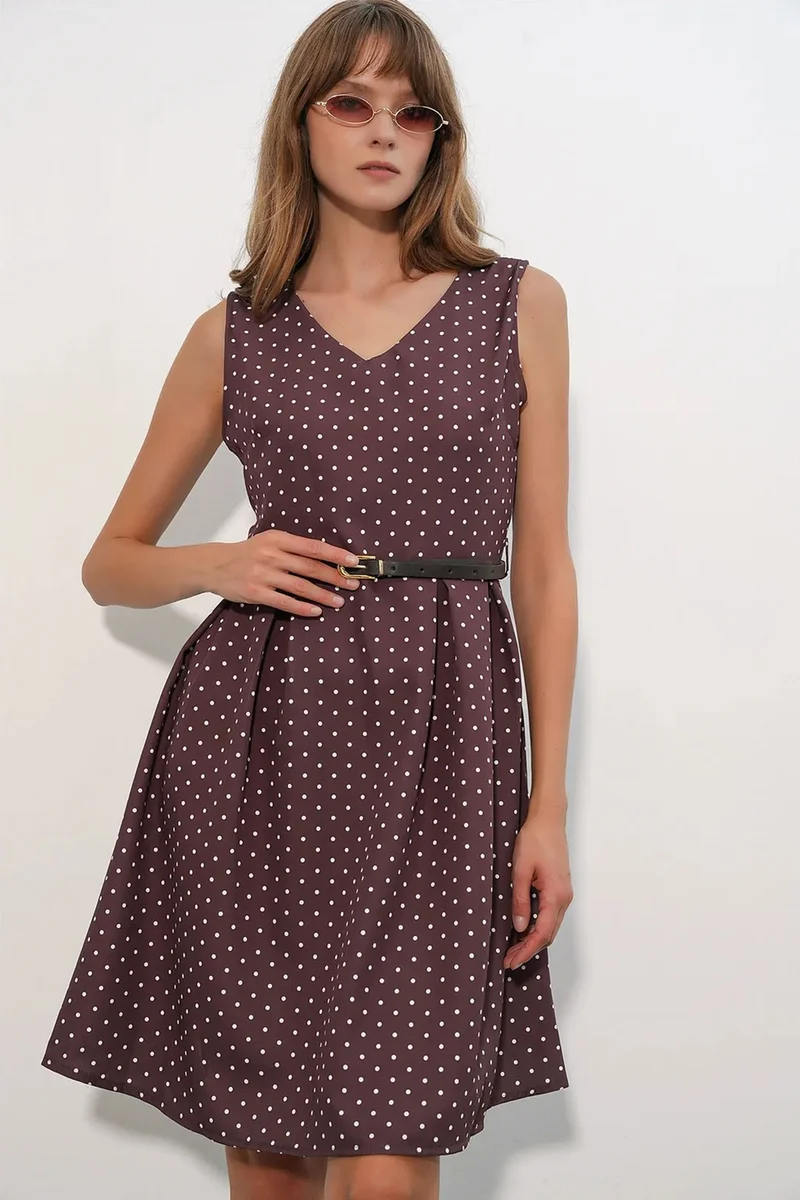 بيغ دارت BDART Polka Dot Belted Midi A-Line Dress