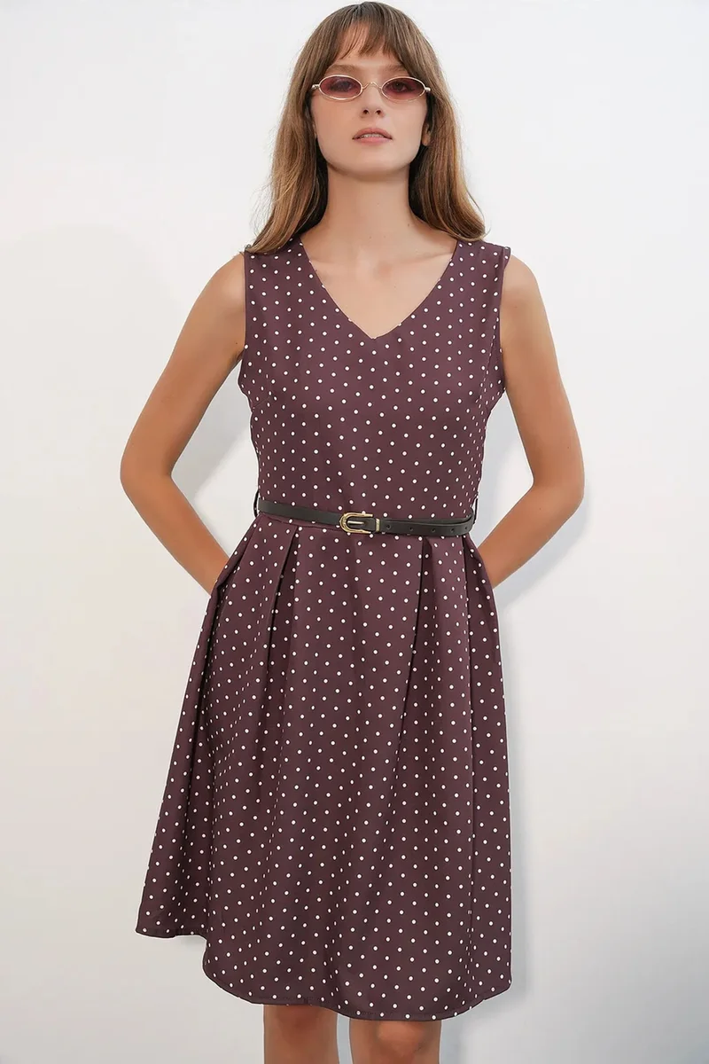 بيغ دارت BDART Polka Dot Belted Midi A-Line Dress