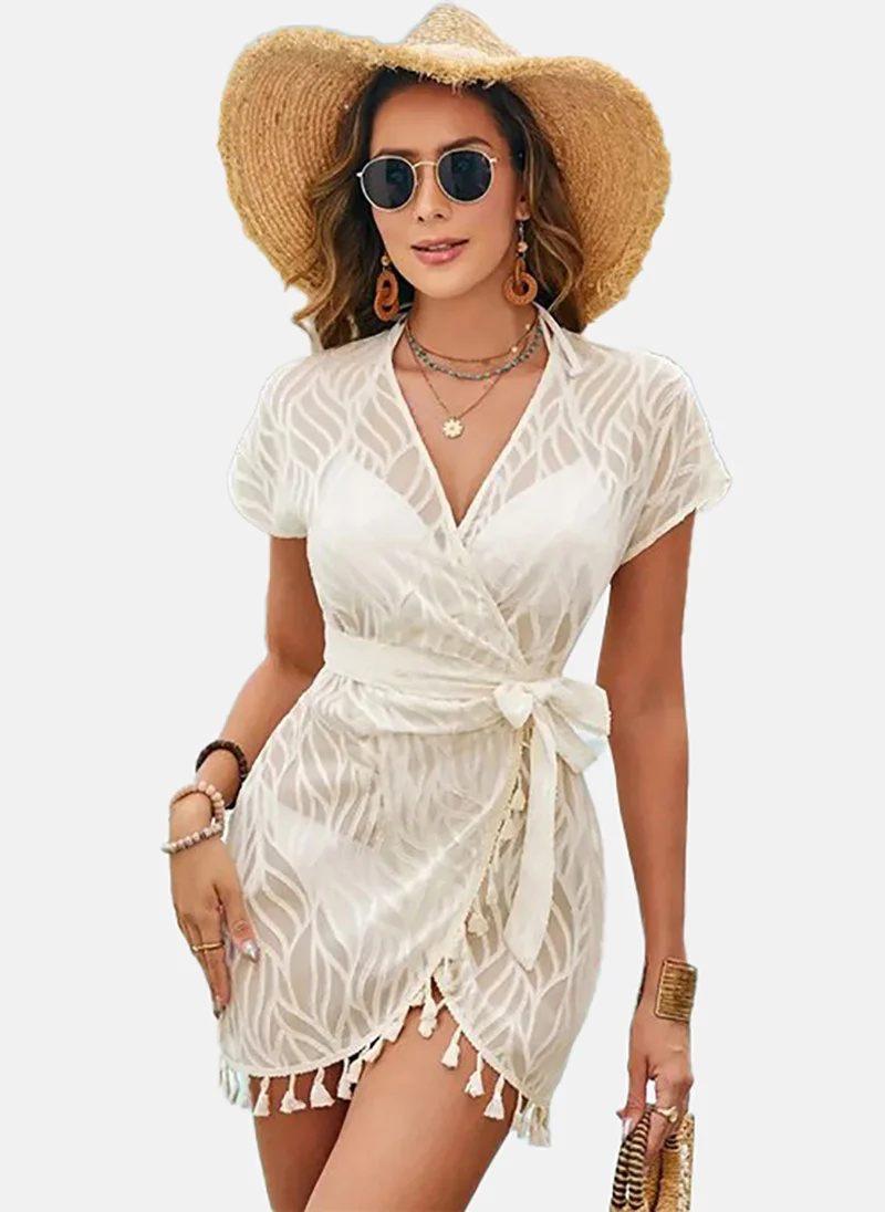 يونيكي Women Abstract Self Design Wrap Mini Dress