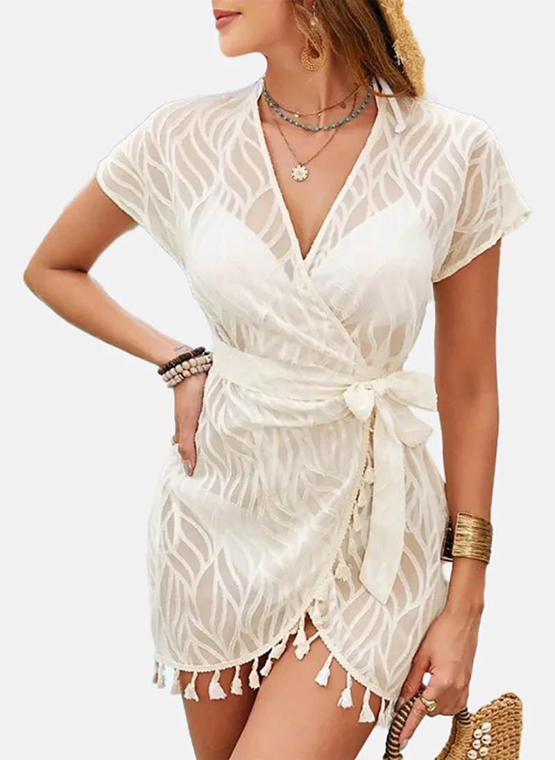يونيكي Women Abstract Self Design Wrap Mini Dress