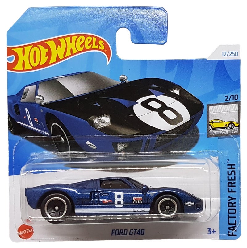Hot Wheels Hot Wheels - Ford GT40 - Factory Fresh 2/10 - HTD34 - Short Card - Good Year - Autolite - Dark Blue Metallic - Mattel 2024-1:64  - Image 1