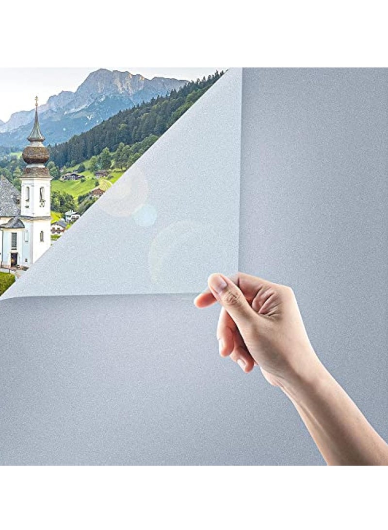Window Privacy Film Frosted Glass Static - Cling - Non-Adhesive Opaque Vinyl Roll - Anti-UV Sticker Heat Control Sun Blocking Does not Affect Natural Light Enter (White Scrub, 90 * 200cm) - Image 1