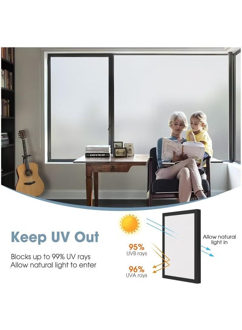 Window Privacy Film Frosted Glass Static - Cling - Non-Adhesive Opaque Vinyl Roll - Anti-UV Sticker Heat Control Sun Blocking Does not Affect Natural Light Enter (White Scrub, 90 * 200cm) - Image 2