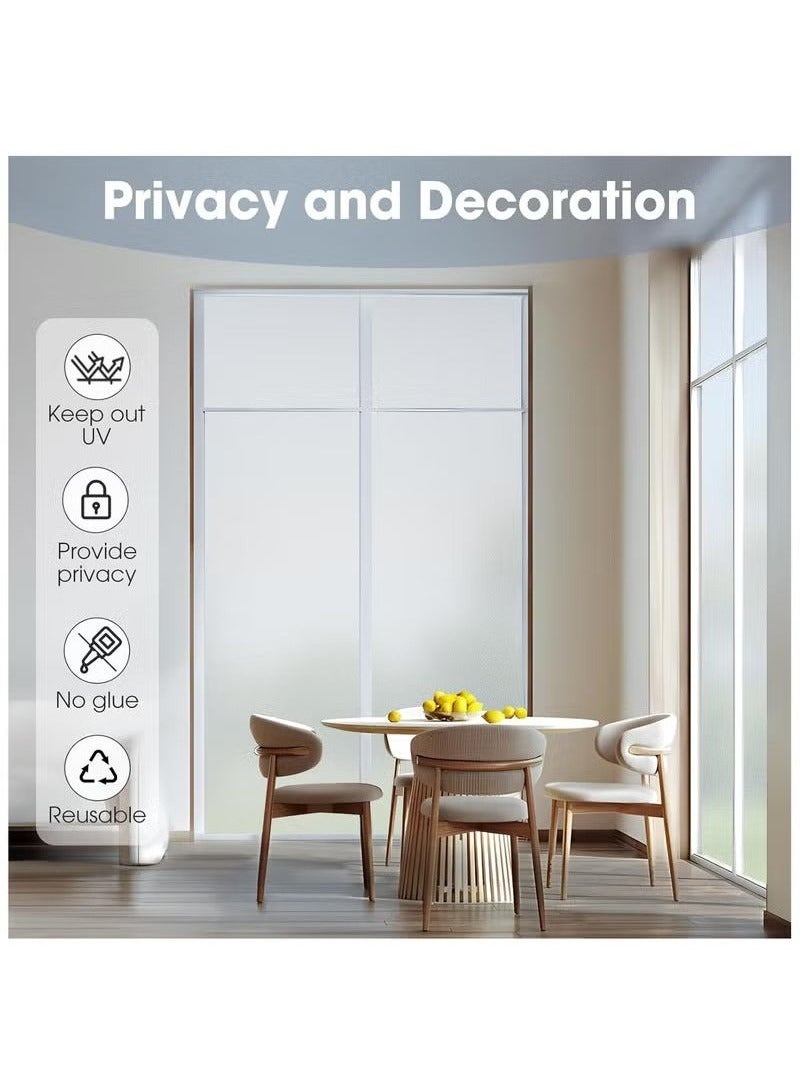 Window Privacy Film Frosted Glass Static - Cling - Non-Adhesive Opaque Vinyl Roll - Anti-UV Sticker Heat Control Sun Blocking Does not Affect Natural Light Enter (White Scrub, 90 * 200cm) - Image 3