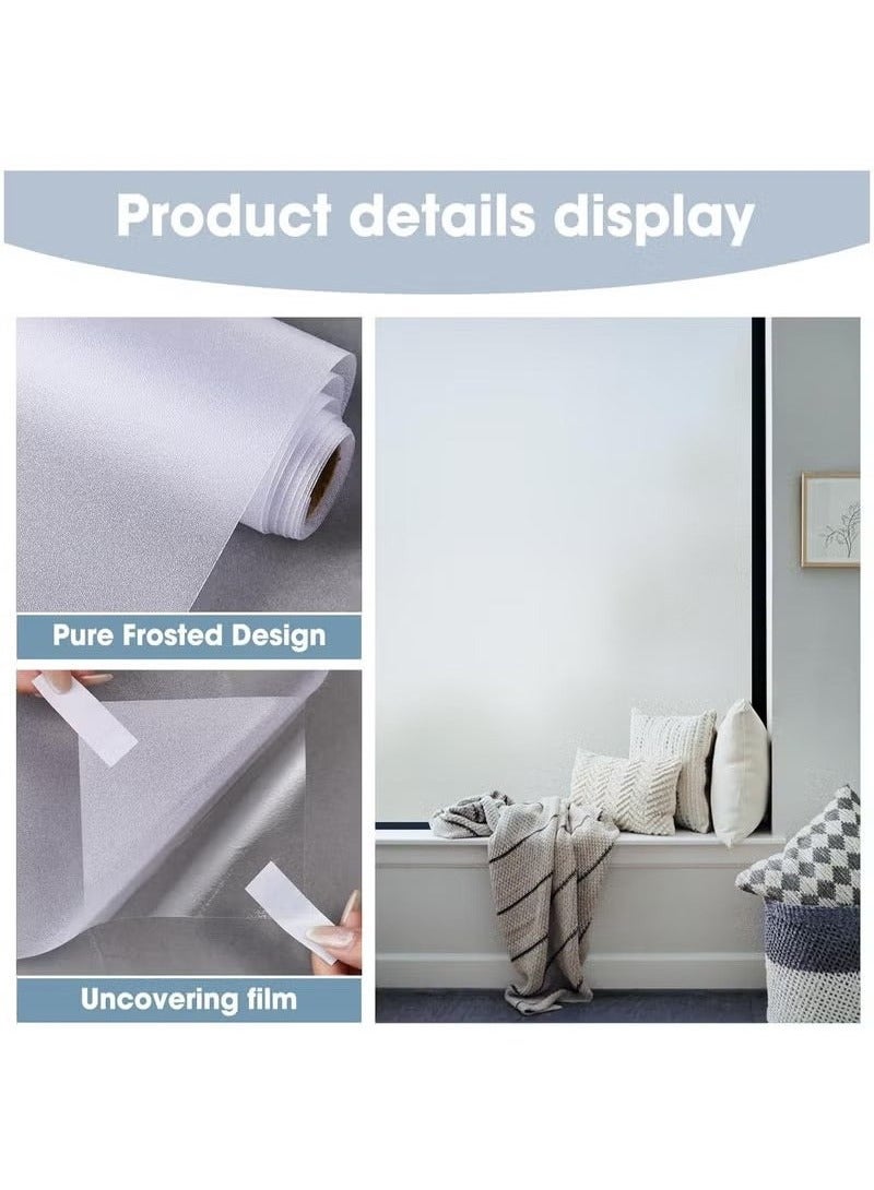 Window Privacy Film Frosted Glass Static - Cling - Non-Adhesive Opaque Vinyl Roll - Anti-UV Sticker Heat Control Sun Blocking Does not Affect Natural Light Enter (White Scrub, 90 * 200cm) - Image 4