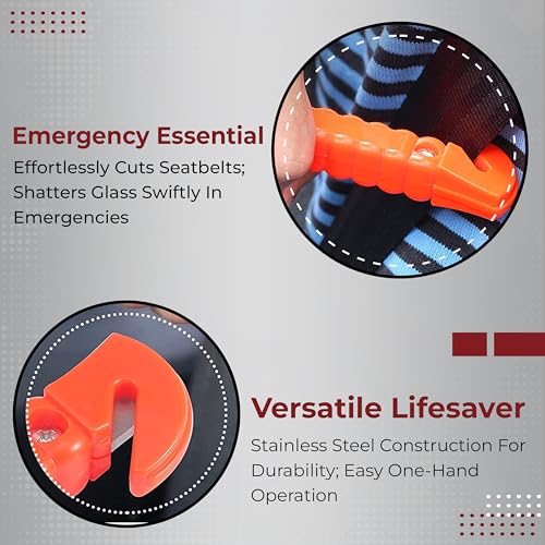 Robustt Car Safety Hammer Emergency Escape Tool with Seat Belt Cutter and Vehicle Window Glass Breaker (Pack of 1) - Image 2