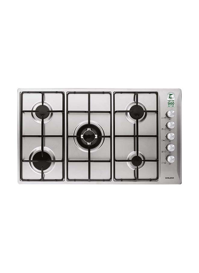 GLEMGAS Builtin Gas Hob 86CM 5 Gas Burners Stainless Steel  - Image 1