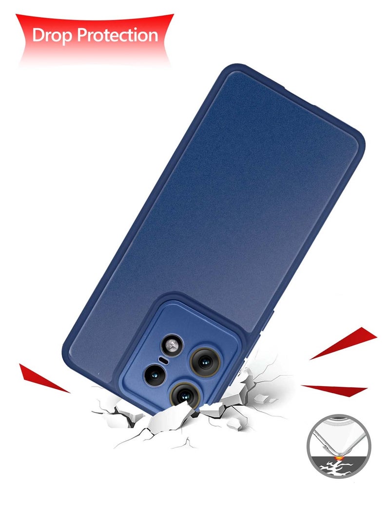 دبليو تيك غطاء حماية من السيليكون الهجين مع غطاء حماية خلفي شفاف لهاتف موتورولا إيدج 50 برو 5 جي 2024 أزرق - Image 4