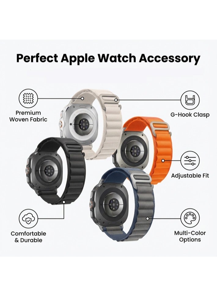 مجموعة من 4 أساور متوافقة مع ساعة Apple Watch مقاس 49 مم و46 مم و45 مم و44 مم و42 مم للرجال والنساء، أساور رياضية من النايلون لساعة Apple Watch Ultra 2&1 وiWatch Series 9 و8 و7 SE و6 و5 و4 و3 و2 و1 - Image 5