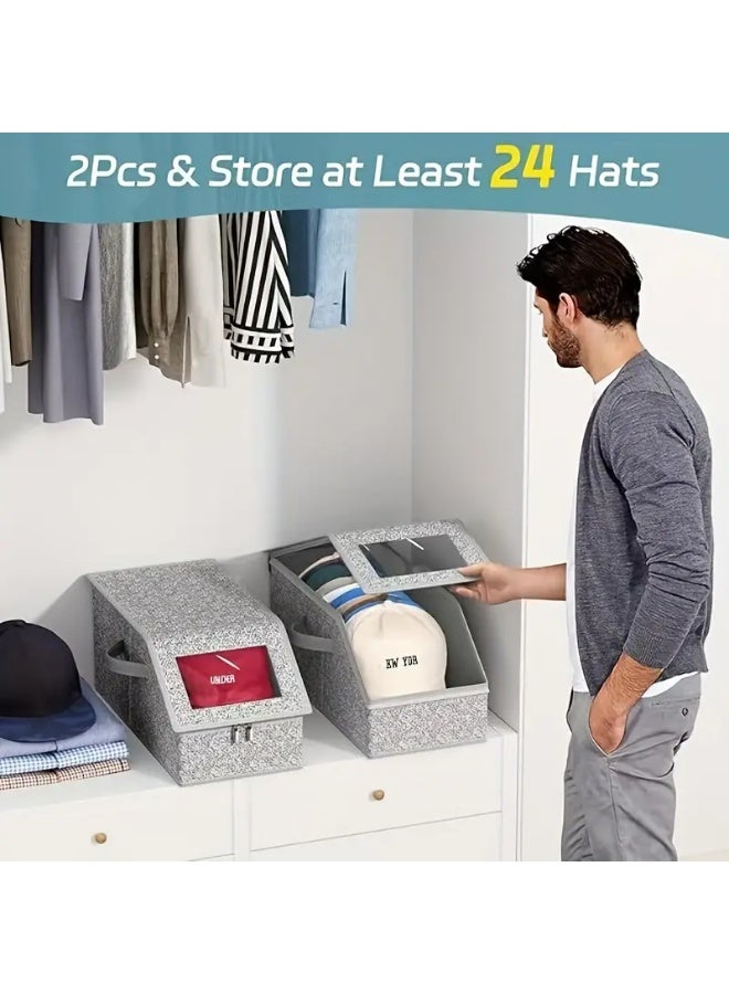 Bukela 2pc Nesting Storage Bag, Multi-Purpose Hat Organizer, Large Capacity Stackable Baseball Cap Holder for Home Use - Image 2