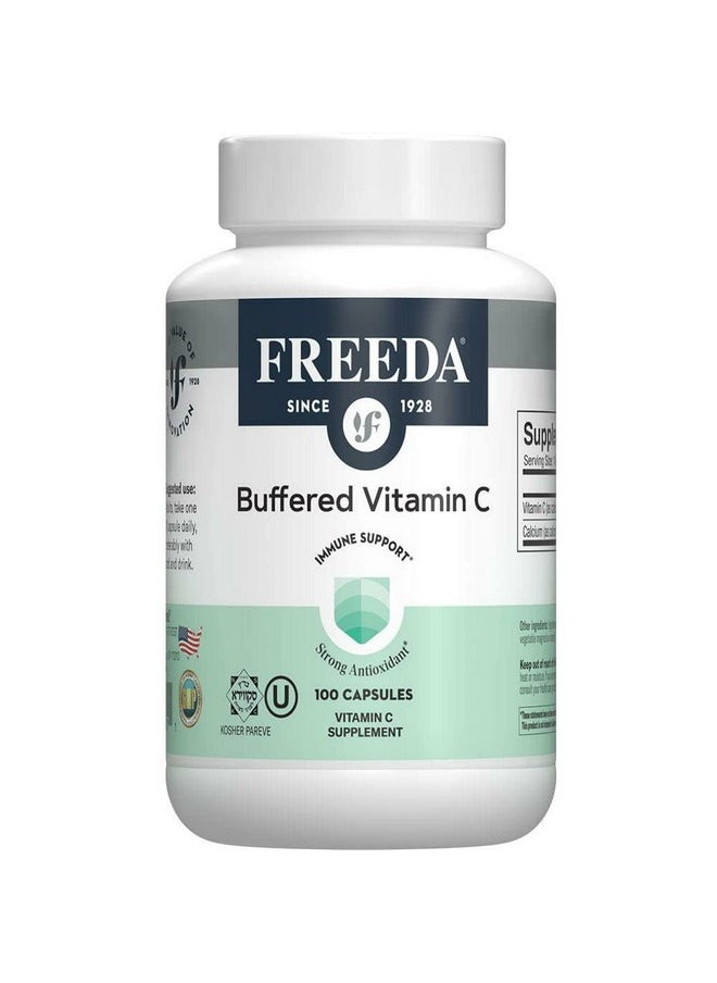 Freeda Vitamin C Buffered Vitamin C 500Mg Kosher Powerful Antioxidant Immune Support Sensitive Stomach Vitamins C Capsules Calcium Ascorbate Vitamin C 500 Mg Vit C Supplement (100 Count)  - Image 1