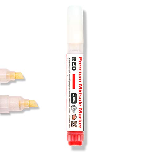 Wilkins Premium Midsole Marker for Customization Paint on Leather, Suede, Fabric and Soft Foam for 2-4 Pair of Shoes (Red) - Image 1