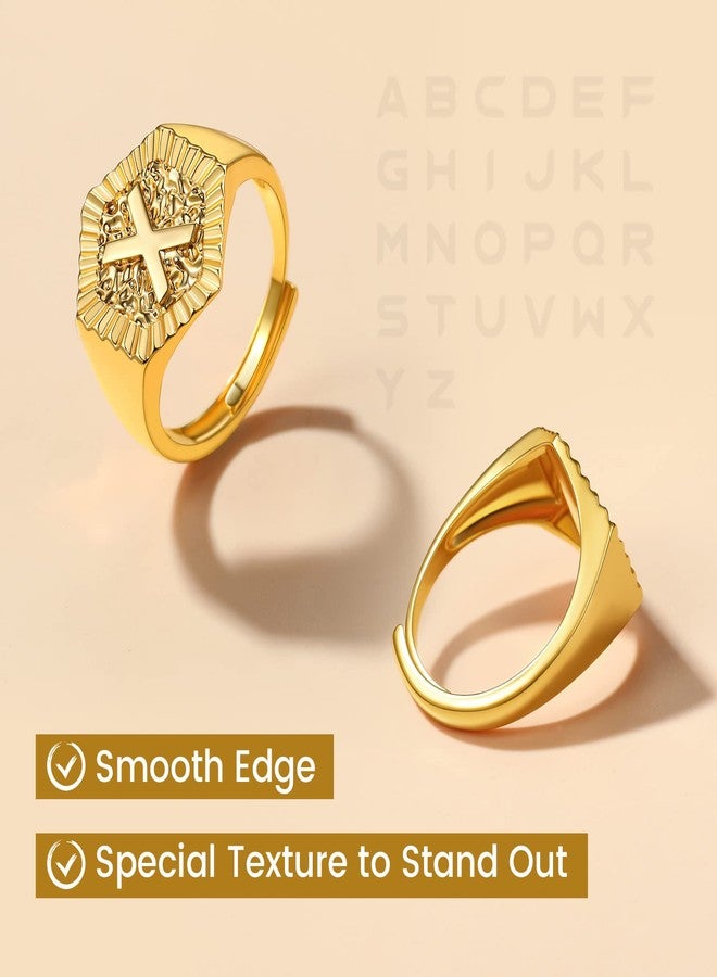 KeyStyle K Letters Ring Gold Rings for Women Non Tarnish, Adjustable Initial Ring for Hip Hop Rapper, Adjustable, 18k Gold Plated - Image 4