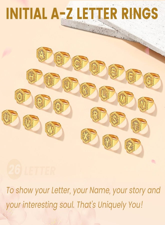 KeyStyle K Letters Ring Gold Rings for Women Non Tarnish, Adjustable Initial Ring for Hip Hop Rapper, Adjustable, 18k Gold Plated - Image 5