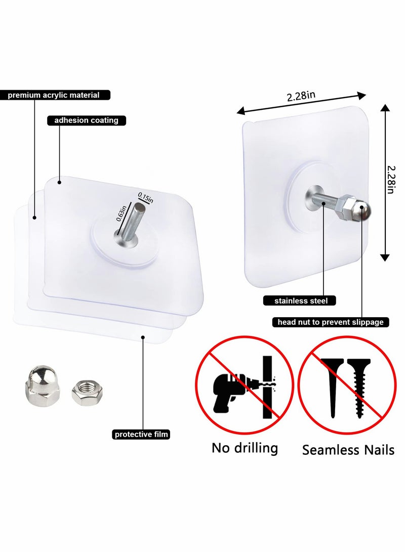 Excefore Adhesive Hooks Heavy Duty, Wall Hooks for Hanging,Wall Hangers without Nails,2 in 1 Screw Free Sticker for Wall Mount Shelf,Waterproof Rustproof (16mm)20 PCS  - Image 3