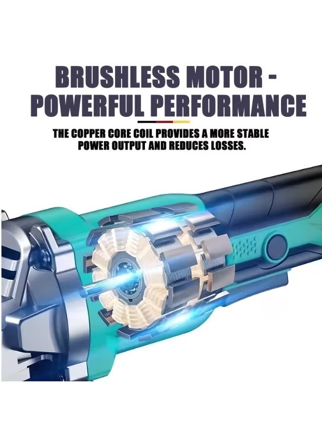 WINSEE 48V Angle grinder, high-power motor, maximum speed 10,000 RPM, drill bit, Angle grinder, cordless, rechargeable battery, lightweight, ergonomic, 2 6.0Ah lithium-ion batteries, charger - Image 4