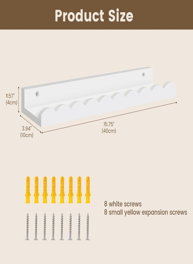 Yirilan Scalloped Wall Book Shelves for Kids Room, White Floating Nursery Shelves, 4-Pack, White - Image 3