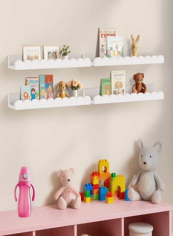 Yirilan Scalloped Wall Book Shelves for Kids Room, White Floating Nursery Shelves, 4-Pack, White - Image 2