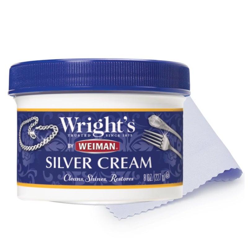 Wright's by Weiman Silver Cleaner and Polish Cream - Gently Clean and Remove Tarnish without Scratching, Ammonia-Free, 8 Ounce, 2 Pack with Polishing Cloth - Image 1