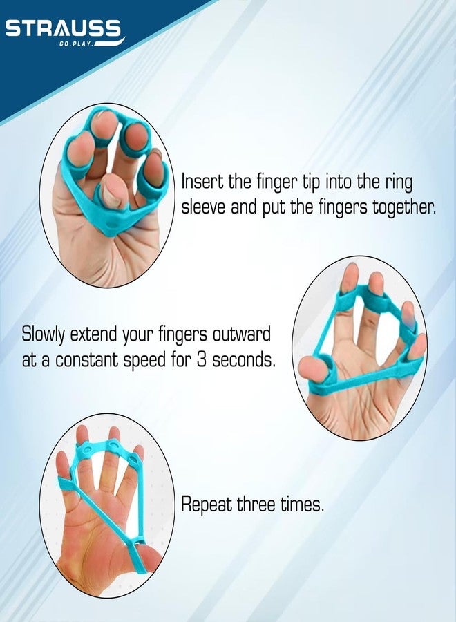 Strauss Finger Stretcher | Hand Strengthener for Carpal Tunnel Relief and Grip Strength | Silicone Finger Gripper and Finger Stretcher | Ideal for All Skill Levels, (Blue) - Image 2