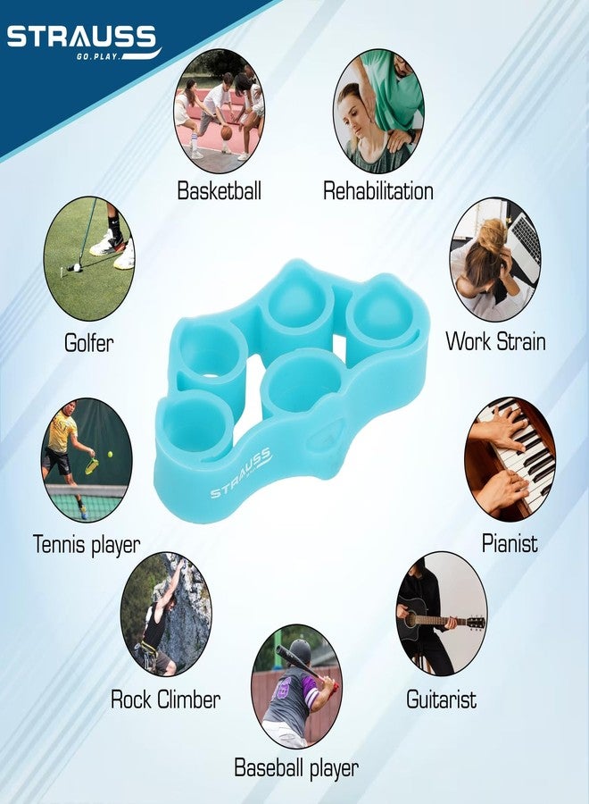 Strauss Finger Stretcher | Hand Strengthener for Carpal Tunnel Relief and Grip Strength | Silicone Finger Gripper and Finger Stretcher | Ideal for All Skill Levels, (Blue) - Image 3