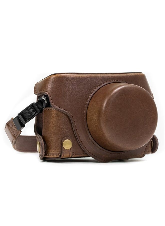 MegaGear "Ever Ready Protective Leather Camera Case, Bag for Panasonic LUMIX LX100, DMC-LX100 Camera (Dark Brown) - Image 1