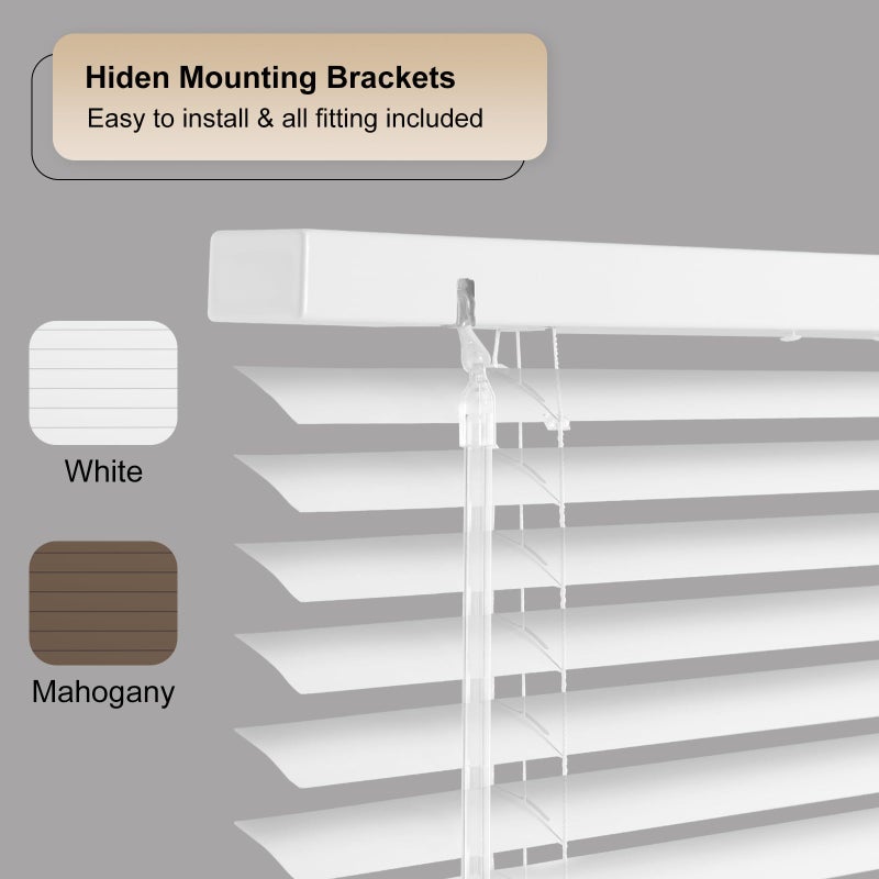 SEEYE Cordless Mini Blinds Aluminum Venetian Blind Horizontal Window Shades, 1" Slat Size - Rooming Darkening Blinds Anti-UV & Waterproof for Bedroom, Office, Easy to Install, 34" W x 64" H, White - Image 2