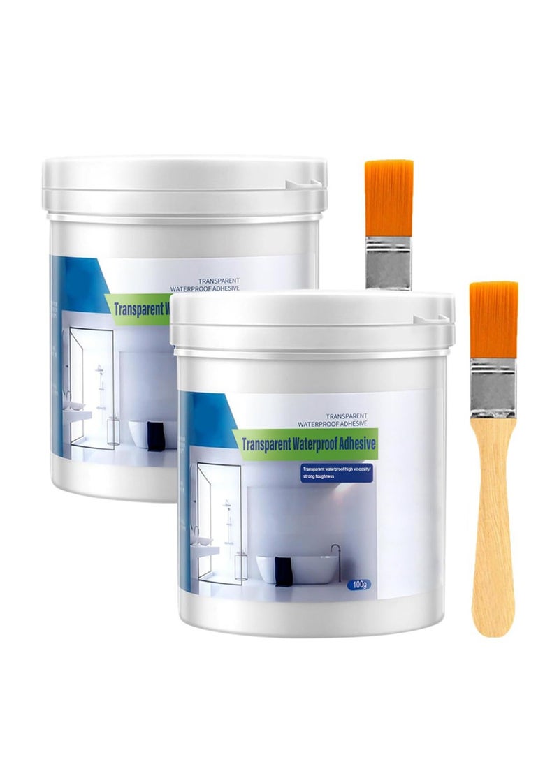 Transparent Waterproof Coating Invisible Water Resistant Waterproof Seal No Pounding Brick Leakage Strong Adhesive Seal Coating Transparent Repairing Leak Waterproof Adhesive (100Ml*2 Piece)  - Image 1