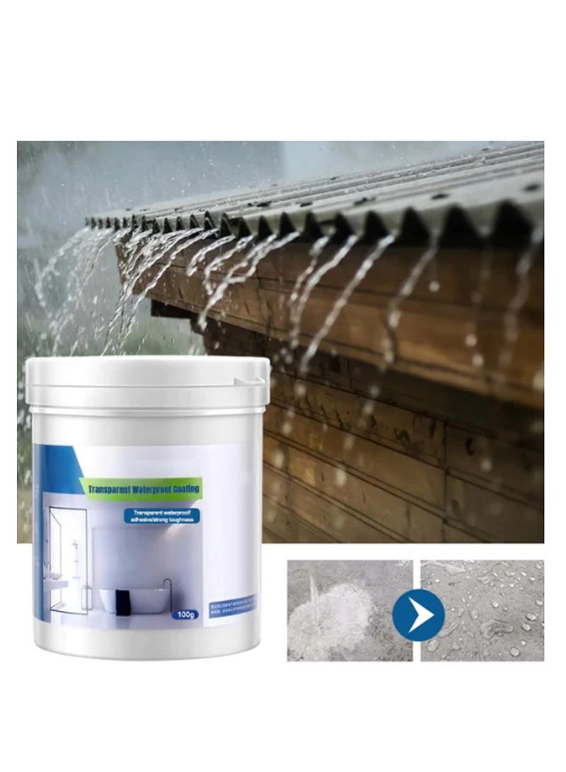 Transparent Waterproof Coating Invisible Water Resistant Waterproof Seal No Pounding Brick Leakage Strong Adhesive Seal Coating Transparent Repairing Leak Waterproof Adhesive (100Ml*2 Piece)  - Image 2