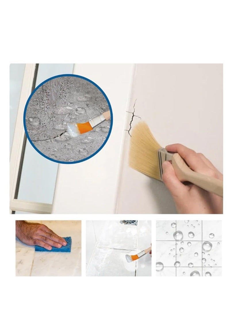 Transparent Waterproof Coating Invisible Water Resistant Waterproof Seal No Pounding Brick Leakage Strong Adhesive Seal Coating Transparent Repairing Leak Waterproof Adhesive (100Ml*2 Piece)  - Image 5