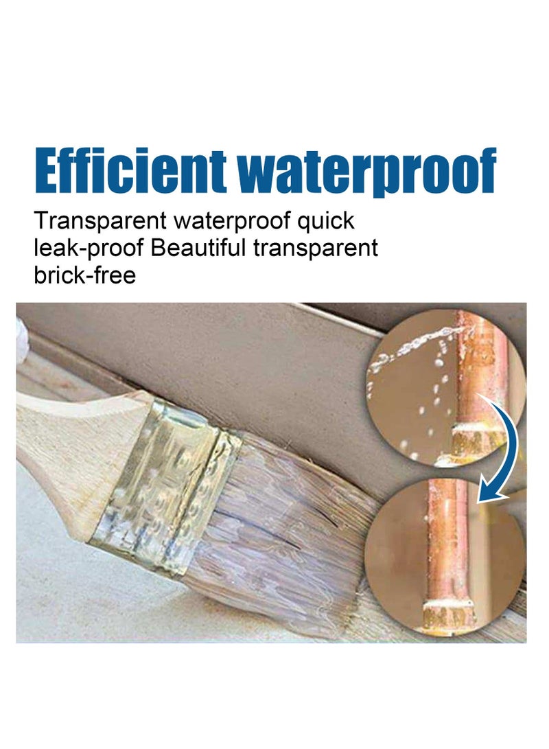 Transparent Waterproof Coating Invisible Water Resistant Waterproof Seal No Pounding Brick Leakage Strong Adhesive Seal Coating Transparent Repairing Leak Waterproof Adhesive (100Ml*2 Piece)  - Image 4