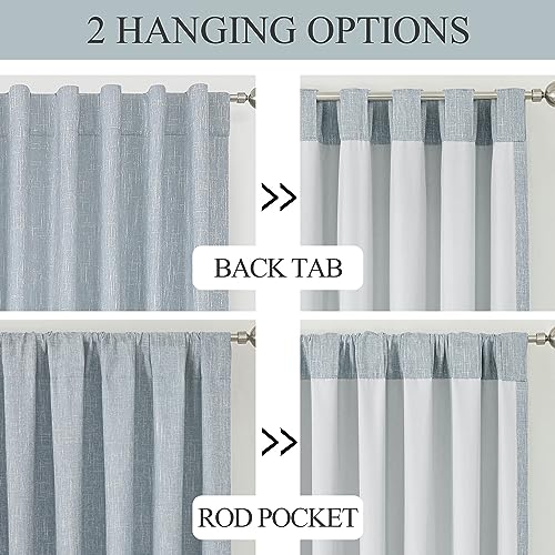 Vision Home Chambray Blue Full Blackout Curtains 84 inch for Bedroom Living Room Darkening Soundproof Window Panels Thermal Insulated Rod Pocket Back Tab Grayish Blue Drapes 2 Panels 50" Wx84 L - Image 4