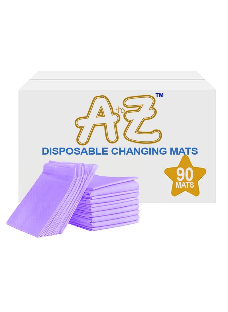 A TO Z A to Z - Disposable Changing Mat size (45cm x 60cm) Large- Premium Quality for Baby Soft Ultra Absorbent Waterproof - Pack of 90 - Lavender  - Image 1