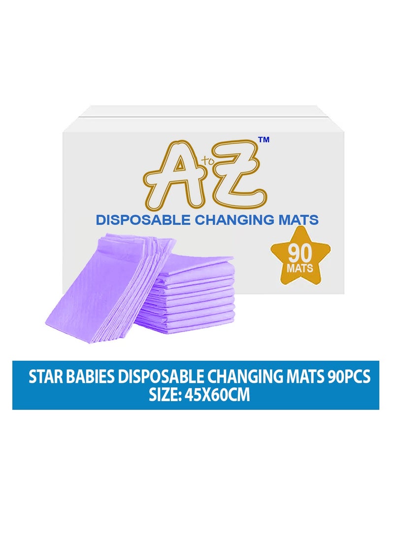 A TO Z A to Z - Disposable Changing Mat size (45cm x 60cm) Large- Premium Quality for Baby Soft Ultra Absorbent Waterproof - Pack of 90 - Lavender  - Image 2
