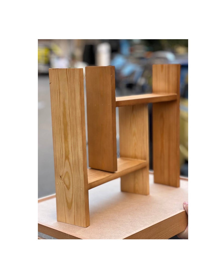 Generic - H-shaped organizer for every kitchen and home. You can organize your kitchen with ease. Spice sets, oil and vinegar bottles, butter cans. Use it as a coffee corner with its mugs, coffee machine, and everything you need. Or use it as a book or desk organizer. Made of 1.8 cm thick wood with melamine veneer to resist water and vapors. Height: 42 cm, depth: 11 cm, and the width can be controlled. - Image 1