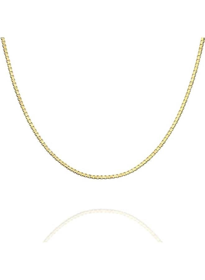 بافوا بافوي سلسلة من الفضة الاسترليني عيار 925 الايطالية الصلبة مطلية بالذهب عيار 22 قيراط | ثعبان، صندوق مربع، كابل، كبح فائق المرونة، قلادة ميامي كوبان وحبل متعرج قطع الماس للنساء والرجال | صنع في ايطاليا - Image 1