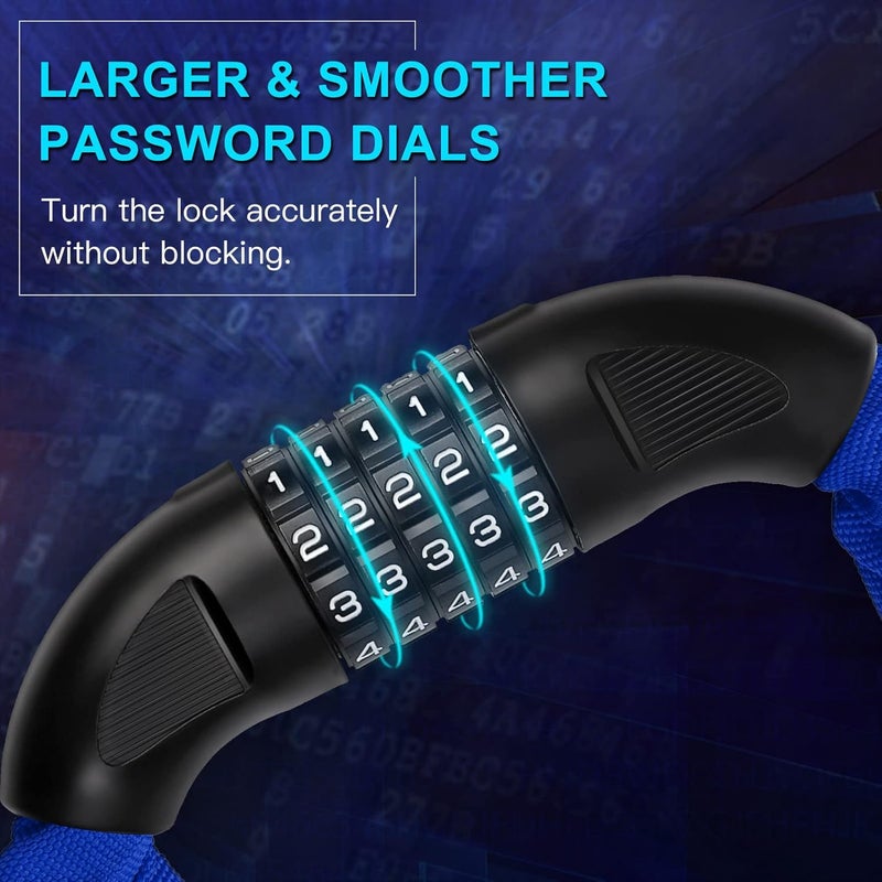 UBULLOX Bike Chain Lock 4FT Bike Lock 5-Digit Combination Anti-Theft Bicycle Locks Resettable Chain for Scooter, Motorcycle and More, Blue - Image 3