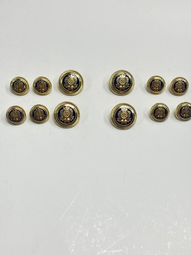 Karan Tuhafiye Karan Haberdashery Blazer Jacket Button Set 12 Gold Navy Blue Inside  - Image 1